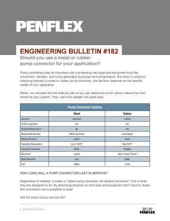 Should you use a metal or rubber pump connector for your application? 4 Engineering Bulletin 182 - Metal or Rubber Pump Connector Thumbnail