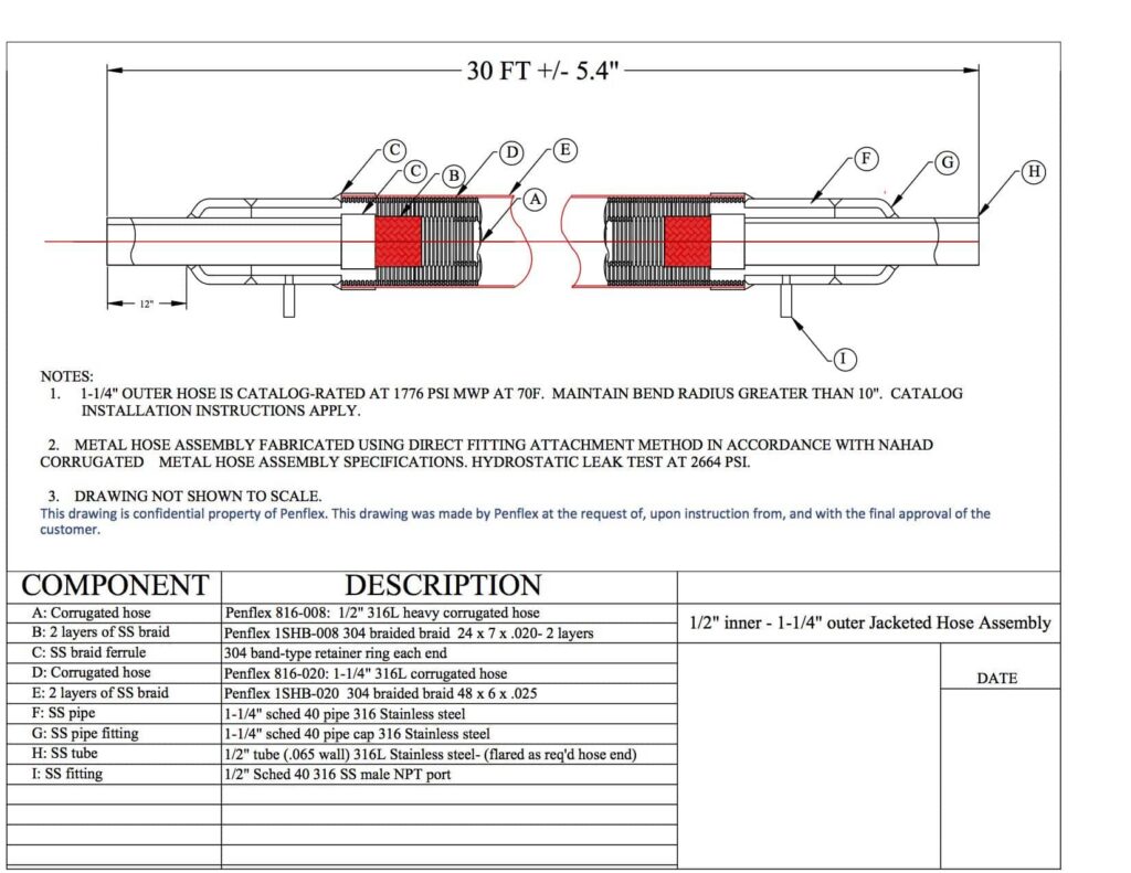 Drawing of vacuum jacketed hose.